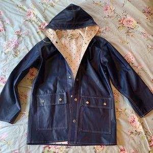 Retro Style 90s Blue Raincoat with Heart Lining